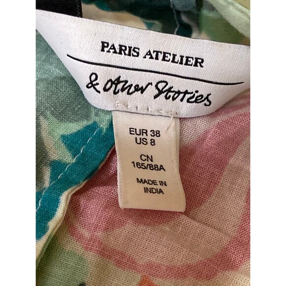 & Other Stories Green Tropical Hawaiian Bahama Button Down Shirt Tunic Dress 8 - Picture 3 of 4